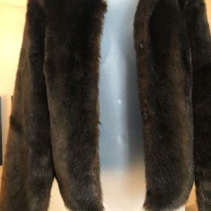 Brown faux fur cropped express brand jacket.